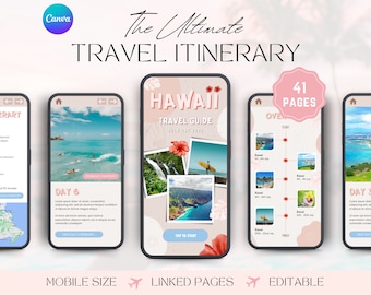 Ultimate Digital Travel Itinerary For Mobile | Digital Travel Template | Travel Guide Hawaii | Travel Itinerary Template | Trip Itinerary