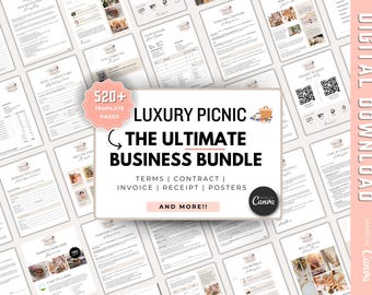 Formularios comerciales de picnic de lujo, planificador de eventos, servicios de planificación de picnic, plantilla de contrato editable,
