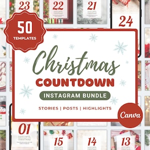 Advent Calendar Instagram Stories & Posts, Festive Real Estate Social Media, Christmas Countdown Template Canvas, Holiday Instagram Stories