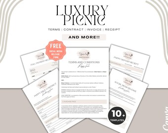 Formularios de negocios para picnics de lujo: Plantillas editables (Canva)