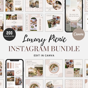 Luxury Picnic Business Instagram Templates, Minimalist Instagram Posts & Stories, Event Planner, Picnic Planning, Luxury Picnic Social Media