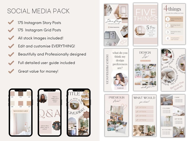 Interior Design Instagram Templates, Home Interior Designer Moodboard ...