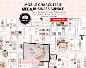 850+ Mobile Charcuterie  Start Up Bundle, Editable Grazing Board Business Forms