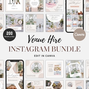 Venue Hire Business Instagram Templates, Minimalist Instagram Posts & Stories, Event Planner, Venue Hire Social Media Template, Event Host
