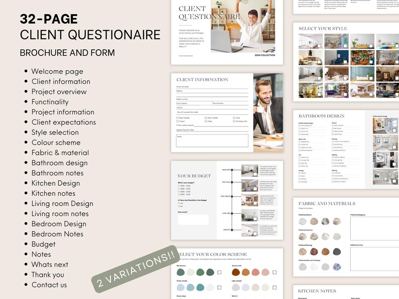 Interior Design Client Questionnaire Template, Canva Editable (digital ...