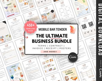 Mobile Bar-Formulare, bearbeitbarer Geschäftsvertrag für die Bar, Barkeeper-Business, Barkeeper-Servicepakete, Barkeeper-Vereinbarung, Rechnung