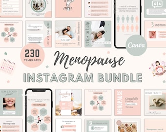 Szablony na Instagram o menopauzie: dobre samopoczucie i zdrowie hormonalne (Canva Editable)