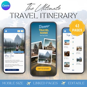 Denver Vacation Planner, Mobile Travel Itinerary Template, Digital Trip Itinerary, Editable Itinerary, Denver Colorado travel guide