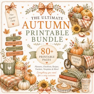 Printable Autumn/Fall Planner PDF,  80+ Thanksgiving, Pumpkin Patch, Lists, Schedules & Checklists  (Digital Download)
