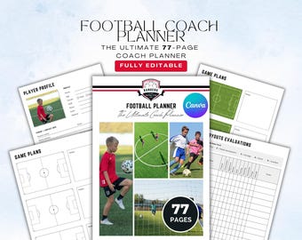 Voetbalcoachplanner, trainingsgids van 77 pagina's (canva bewerkbaar)