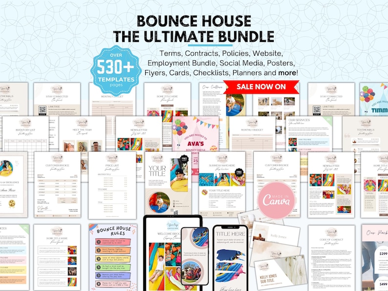 Bounce House Rental Contract Template, Editable Inflatables Agreement