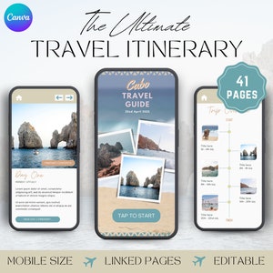Cabo San Lucas Vacation Planner, Mobile Travel Itinerary Template, Digital Trip Itinerary, Editable Itinerary, Cabo Guide, Cabo Trip, CANVA