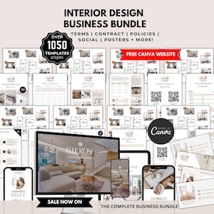 Interior Design Business Kit: Contracts, Portfolio, Client Forms (Canva Template)