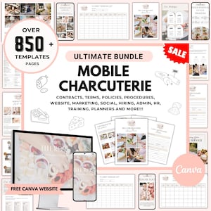 850+ Mobile Charcuterie Business Bundle, Charcuterie Cart Start Up, Editable Grazing Board Client Questionnaire, Event Vendor Contract