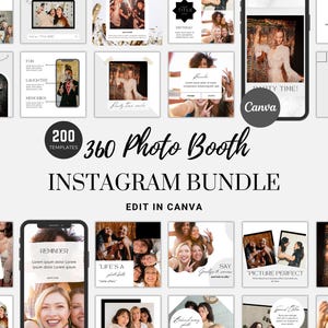 Plantillas de Instagram para fotomatones, publicaciones e historias minimalistas, organizador de eventos y redes sociales.