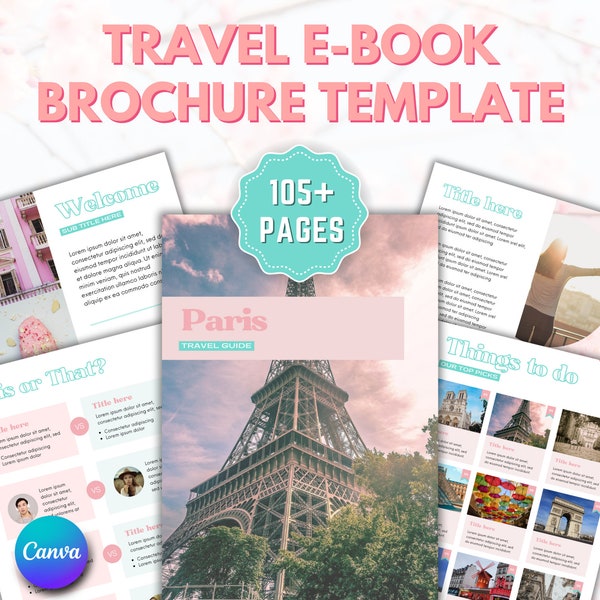 100+ Page Travel eBook Templates for Canva, Blogger Templates, eBook Templates, Digital and Printable, Lead magnet template, Influencer Book