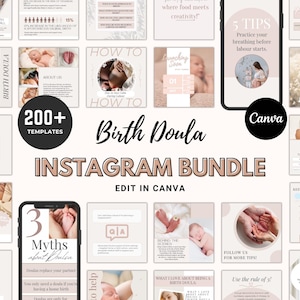 Birth Doula Instagram Templates, Editable Birth Doula Posts & Stories, Prenatal Social Media Template, Midwife Support Instagram Canva