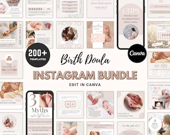 Birth Doula Instagram Templates, Editable Birth Doula Posts & Stories, Prenatal Social Media Template, Midwife Support Instagram Canva
