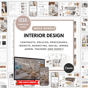 1050+ Interior Design Templates, Interior Designer Business Start Up Bundle, Editable Client Questionnaire, Canva Digital Download