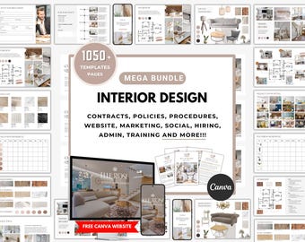 1050+ Interior Design Templates, Interior Designer Business Start Up Bundle, Editable Client Questionnaire, Canva Digital Download