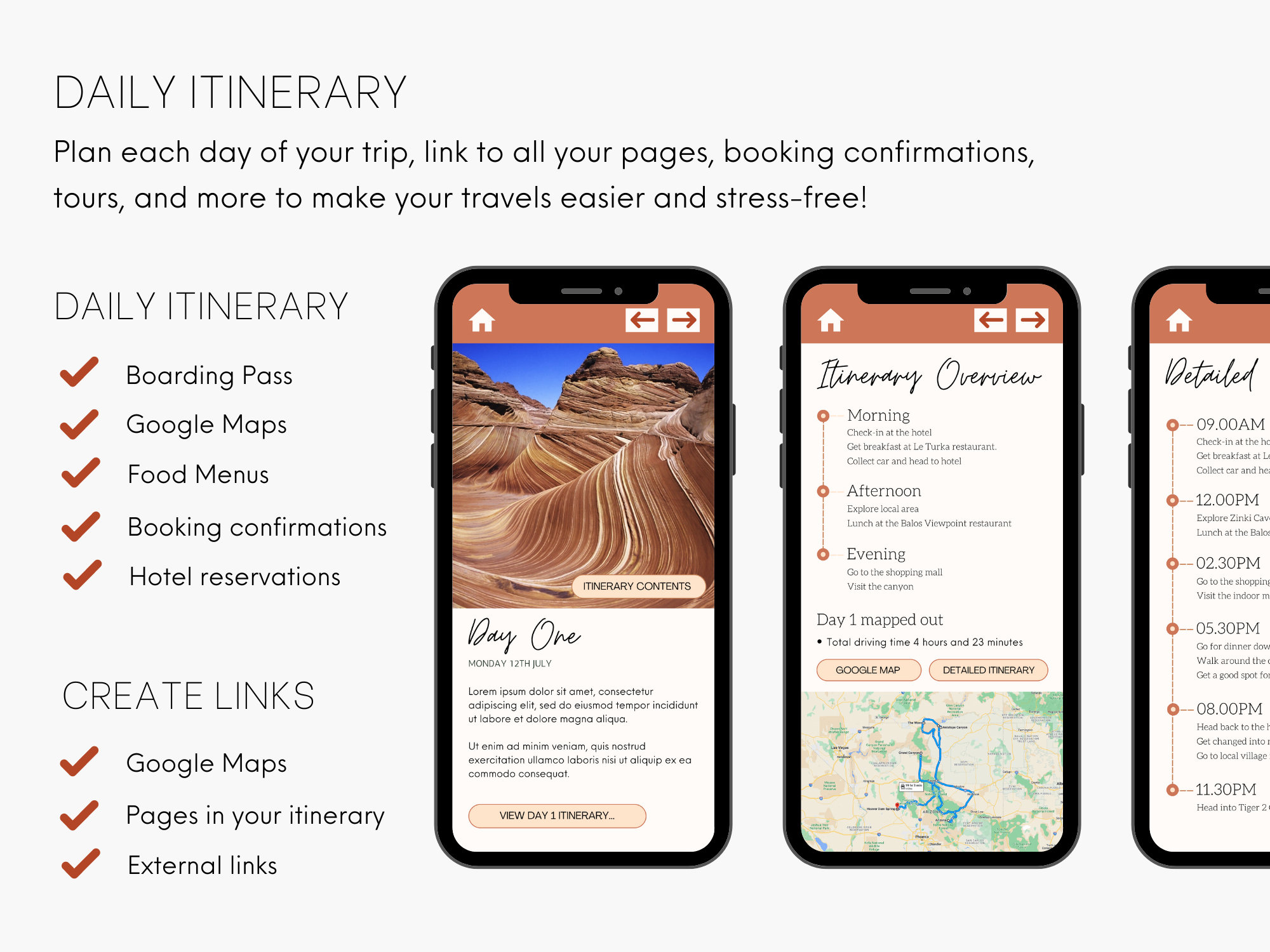 National Park Itinerary, Mobile Travel Itinerary Template, Digital Trip ...