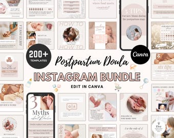 Postpartum Doula Instagram Templates: Editable Social Media Posts (Canva Digital Download)