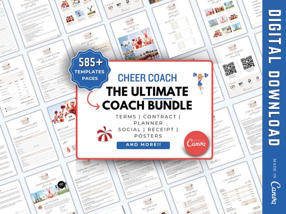Cheer Coach Planner Template, Cheerleading Contract Forms, Cheer Routine Journal, Coaching Worksheet