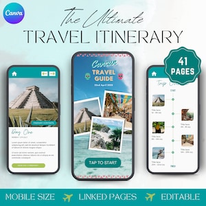 Cancun Vacation Planner, Mobile Travel Itinerary Template, Digital Trip Itinerary, Editable Itinerary, Cancun Guide, Cancun Trip App, CANVA