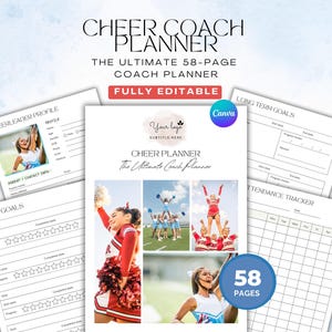 Cheer Coach Planner, Cheerleading Contract Forms, Editable Coaching Templates, Cheer Routine Worksheet, Printable Journal image 1