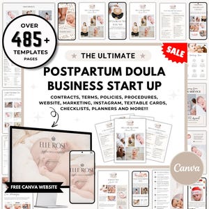 Postpartum Doula Contract Agreement Form, Client Intake Start-Up Bundle, Doula Editable Paperwork, Printable Welcome Book, Price list, Canva