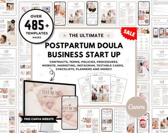 Doula-Vertragsvertrag nach der Geburt, Start-Up-Bundle für Kundenannahmen, Doula-bearbeitbare Papiere, druckbares Willkommensbuch, Preisliste, Canva