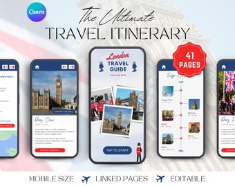 London Itinerary, Travel Planner Template, Vacation Planner, Mobile Planner, Digital Itinerary Planner, London Schedule, London Planner