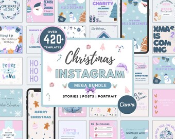 Christmas Instagram Bundle – Frosty Canva Templates for Holiday Marketing & Social Media Content