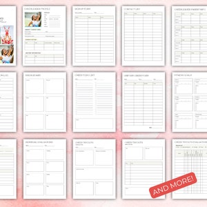 May include: A Cheer Planner with forms and checklists, such as a cheerleader profile, sign-up form, contact list, and fitness goals. The cover shows cheerleaders. The text "EVERY ASPECT COVERED" is on the right side.