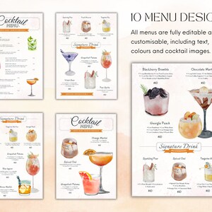 Cocktail Menu Template, Bar-tender Drink Price List (canva Editable ...