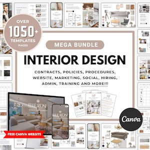 1050+ Interior Design Templates, Interior Designer Business Start Up Bundle, Editable Client Questionnaire, Canva Digital Download