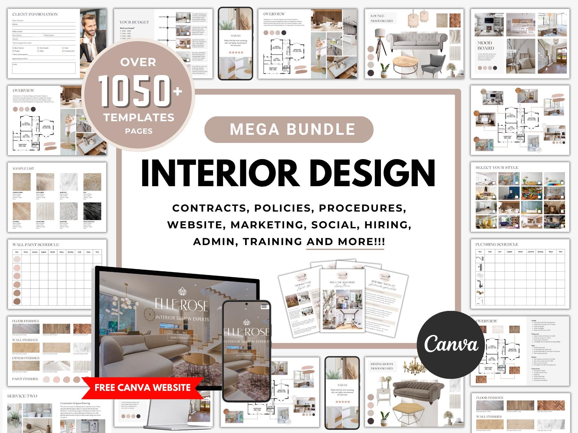 1050+ Interior Design Templates, Interior Designer Business Start up  Bundle, Editable Client Questionnaire, Canva Digital Download - Etsy, image size:2000x1500