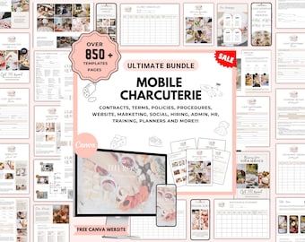 850+ Mobile Charcuterie Business Bundle, Charcuterie Cart Start Up, Editable Grazing Board Client Questionnaire, Event Vendor Contract
