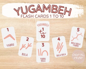 Indigenous Counting Cards 1 to 10 in Yugambeh
