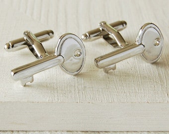 Silver Key Cufflinks - Key to my heart, wedding day, groom, anniversary gift - stylish men’s suit accessories - estate agent, 21st birthday