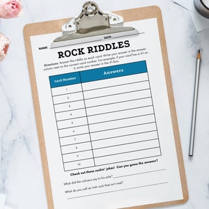 Rock Riddles: planilha e jogo de cartas flash