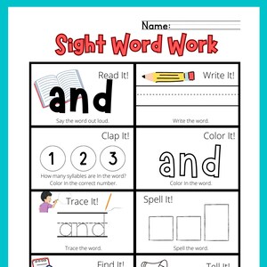 Fry&#39;s Sight Word Packet #1