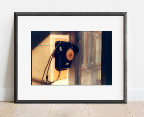 Black Telephone, Europe 1990. Vintage Film Fine Art Street Photography Print, Wall Travel Photo Prints.