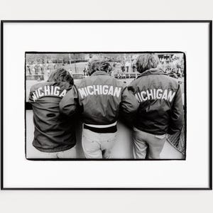 University of Michigan Jackets, New York City 1978.  Fine Art Black and White Street Photography Print, Vintage Film Wall Art Photo Prints.