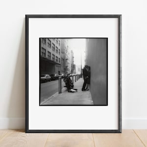 The Kiss, San Francisco 1987. Black and White Film Fine Art Street Photography Print, Vintage  Poster Wall Art Photo Prints.
