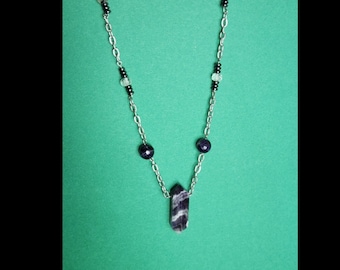 Chevron Amethyst Point Necklace