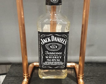 Jack Daniels - Copper frame Bottle table lamp - Original - Upcycled - Man Cave - Fathers Day - Gifts For Him - lighting