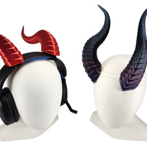 Dragon Horns for Headset | 3D Printed Horns for Headphones | Satyr Horn Cosplay | Large Dragon Cosplay Horns
