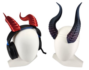 Dragon Horns for Headset | 3D Printed Horns for Headphones | Satyr Horn Cosplay | Large Dragon Cosplay Horns