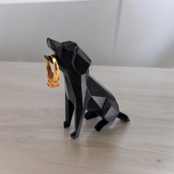 Black Lab Ring Holder Dish | Cute Engagement Gift | Dog Wedding Ring Stand | Jewelry Organizer